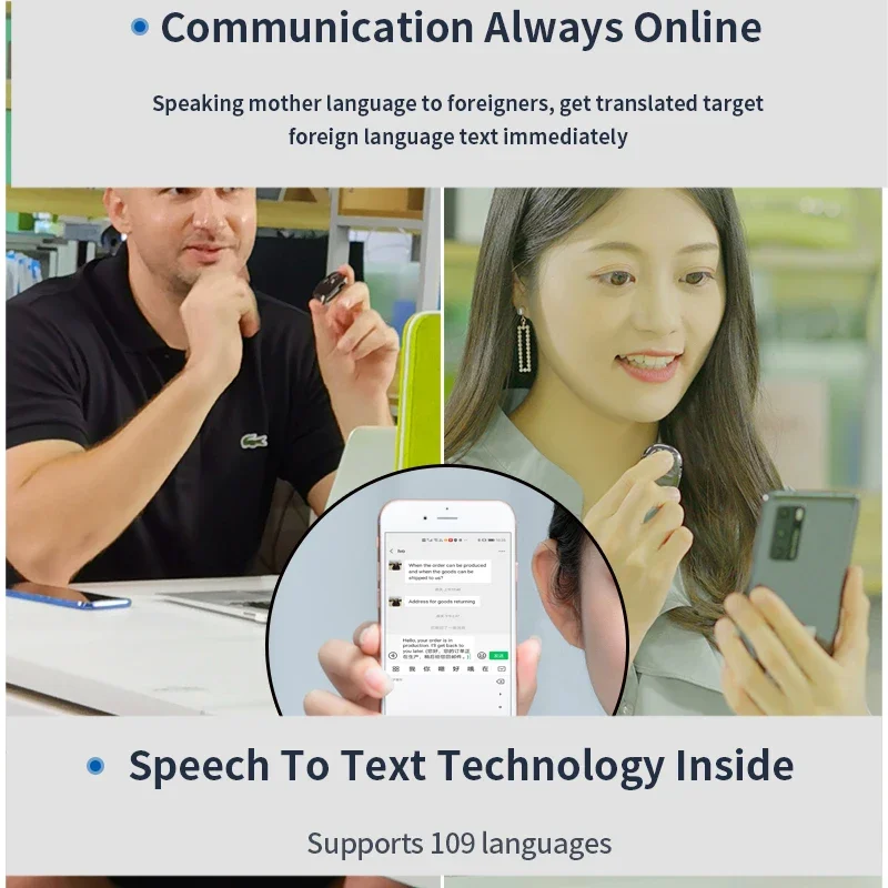 AI 스마트 토키 다국어 동시 미니 음성 번역기 장치, 음성-텍스트 실시간 채팅, 블루투스 온라인 번역기