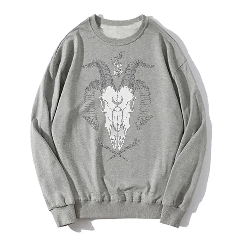 Mode Baphomet Hoodie Männer Hoodies Satan Dämon Okkult Ziege Schädel Übergroßen Pullover Unisex Sweatshirt – Detail 3