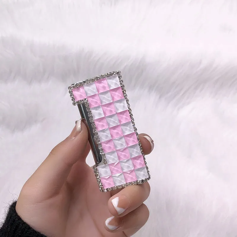 Pretty Rhinestone Lighter Blue Jet Flame Butane Torch Lighter Ladies Smoking Accessories Windproof Outdoor Cigarette