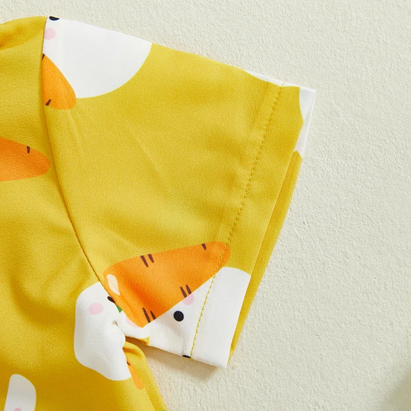 Tregren infant baby boy Easter outfit short sleeve lapel bunny carrot print tops + shorts 2pcs sets toddler gentlemen clothes kids clothing set kids t shirt boys clothing set
