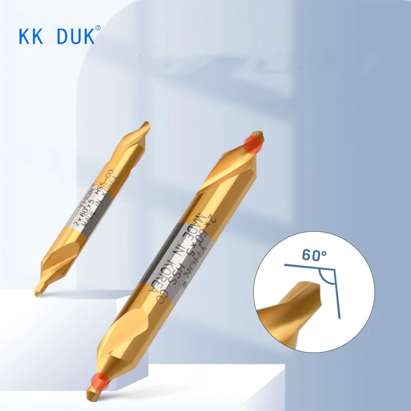 1PCS Korea YHOK Cobalt HSS-CO 60ยฐ Center Drill TIN-Coating 0.5mm-6.0mm Drill Bit