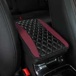 Multi - Color Embroidered PU Leather Car Armrest and Console Cushion (Wine red)