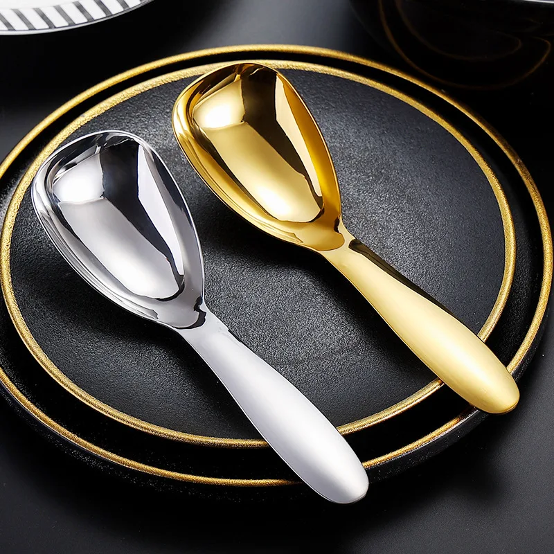 304 Stainless Steel Large Capacity Polished Deepen Tableware Soup Spoons Silver Golden Mirror Home Kitchen Flatware for Rice