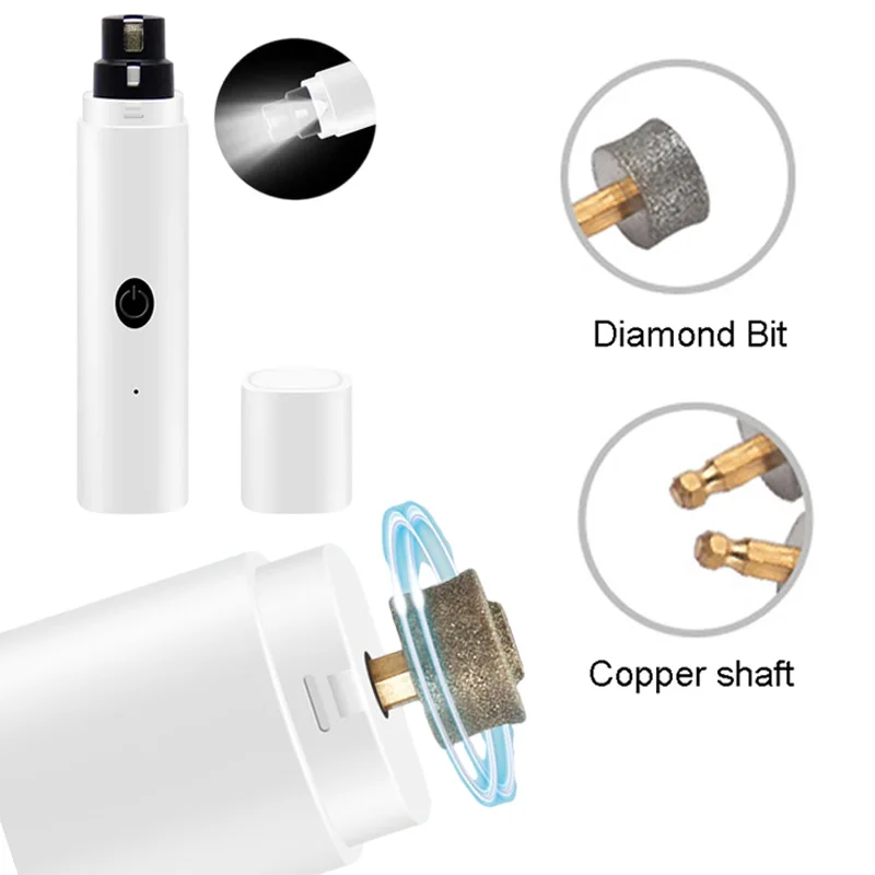 Pet Nail Clipper Pet Nail Grinder Dog Nail Grinder Small Large Dogs Nail Clippers LED Light Pet Cat Paws Cutter USB Rechargeable Pet Grooming Supplies