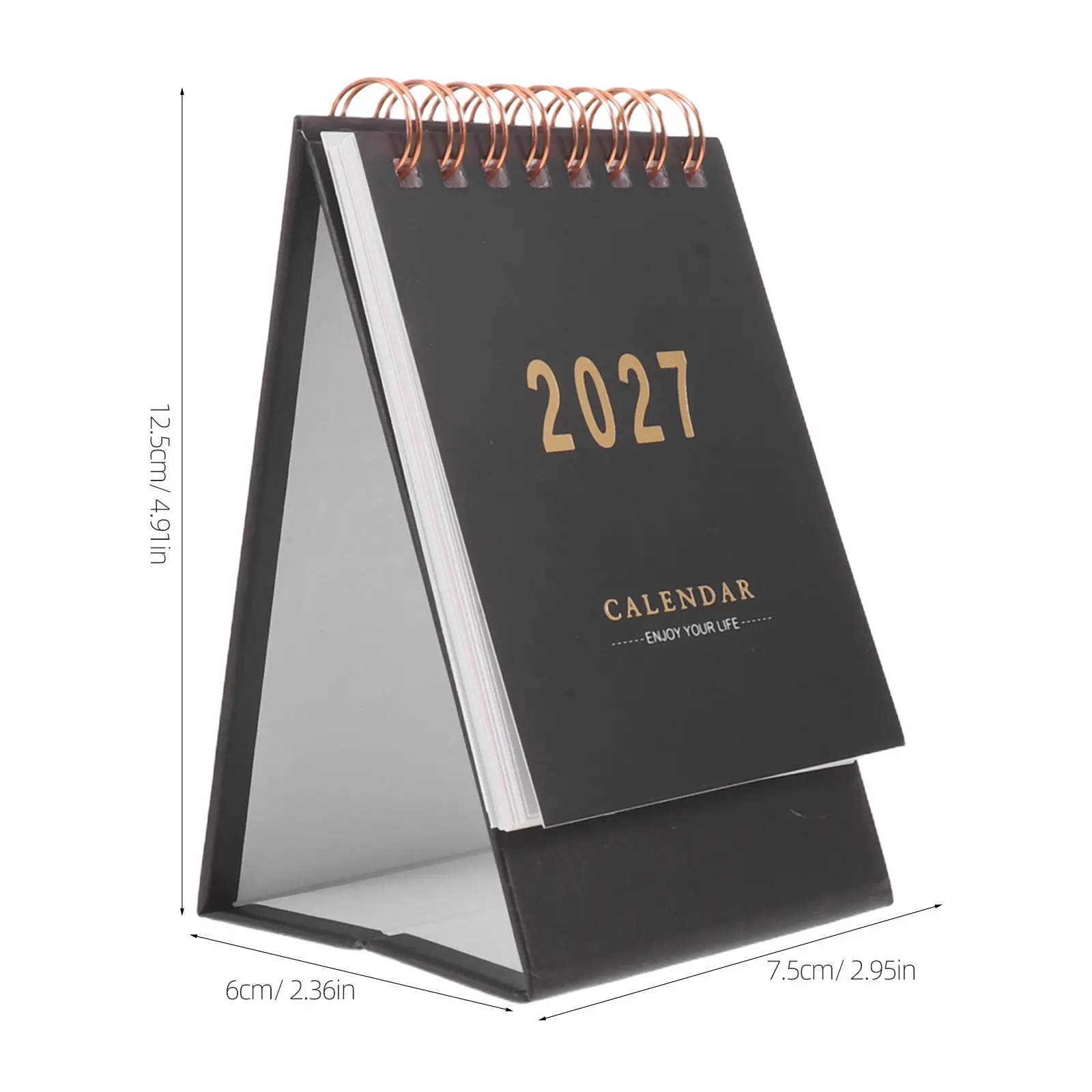 2 Pcs 미니 나선형 달력 2027 데스크 스탠딩 플립 스탠드 사무실 달력 용 데스크탑 달력 데스크탑 월간 플래너 일정