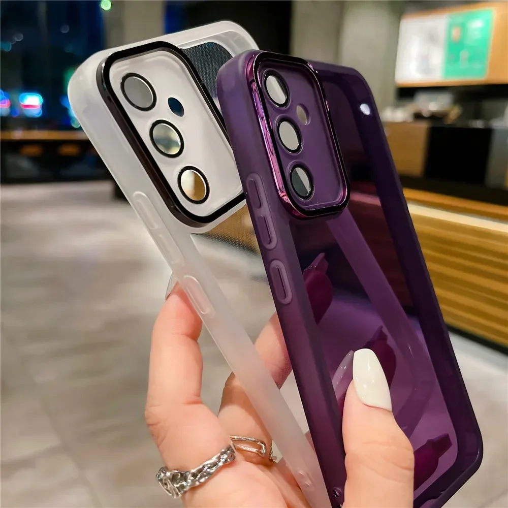 Phone Case For Samsung S23 Ultra S24 S21 FE S22 Plus M13 M33 M53 M14 M54 A55 Camera Protection Film Transparent Silicone_voghion.com