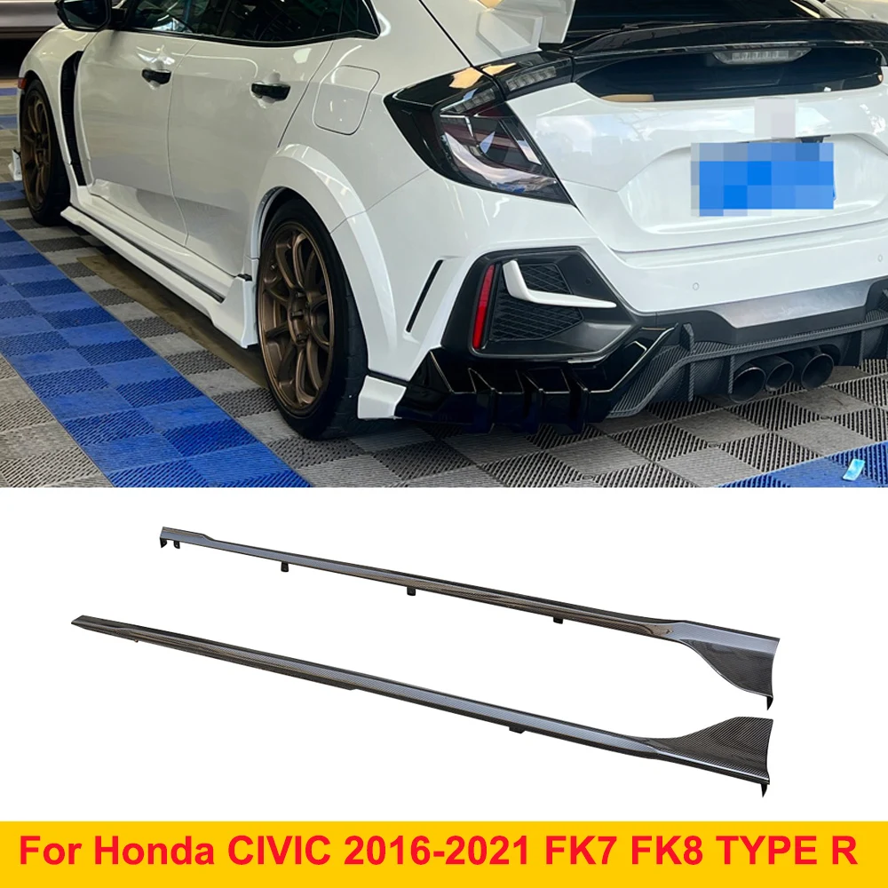 Per Honda Civic 10Th Fk7 Fk8 Type-R Minigonne Laterali In Fibra Di Carbonio Chinextension Spoiler 2016-2021