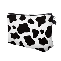 Fashion Make Up Toiletry Bag Portable Cow Print Makeup Case Multifunctional Zipper Organizer for Vacation Camping Party 2