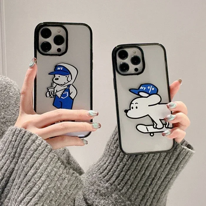 

2.0 Version Acrylic Upgrade Border Skateboard Dog Phone Case Cover for IPhone 11 12 13 14 15 Pro Max Case for IPhone 15 Pro Max