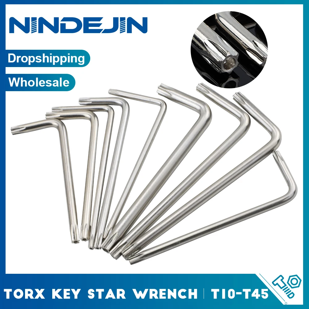 NINDEJIN MHBS Torx Key Wrench Set T6-T30 Nickel Plated Star