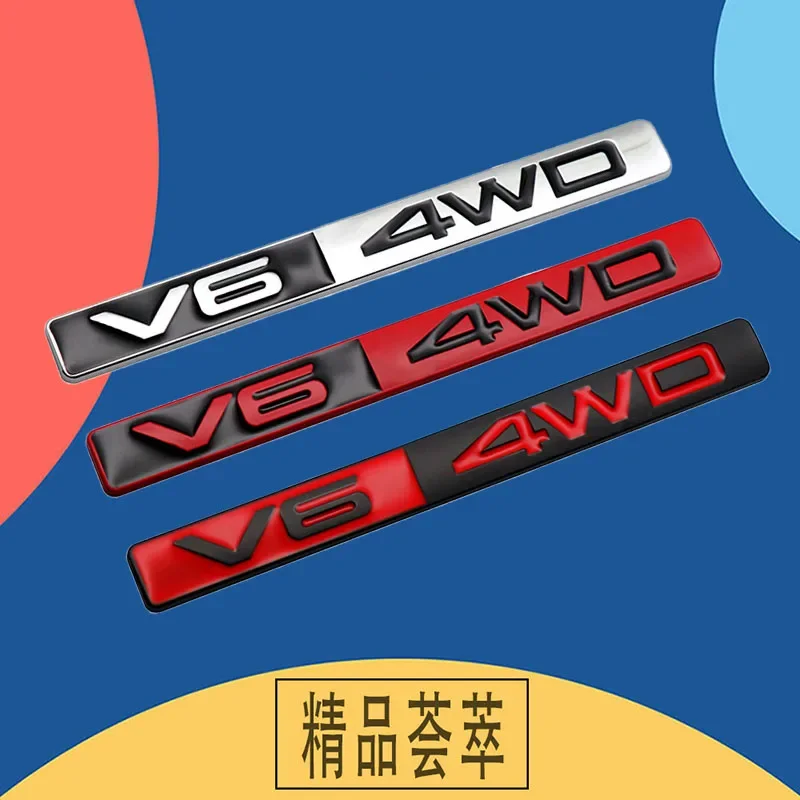산타페 베라크루즈 IX35 투싼 SUV 오프로드 자동차 후드 펜더 트렁크 명판 데칼 엠블럼 배지 스티커, 3D V6 4WD V6