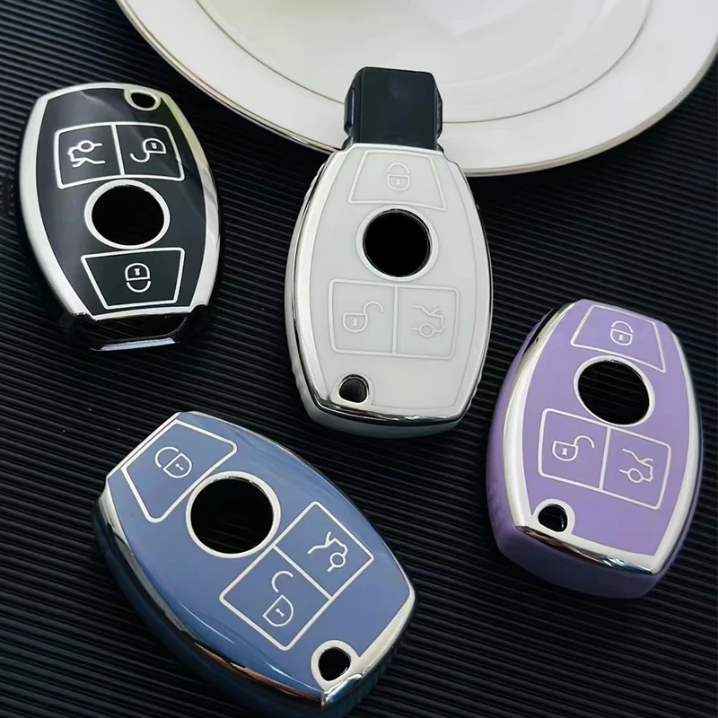 2/3 Buttons Soft TPU Car Remote Key Case Cover Mercedes Benz A B G R Class GLA GLK W176 W204 W251 W463 Shell Fob Accessories key case cover key case car key shell