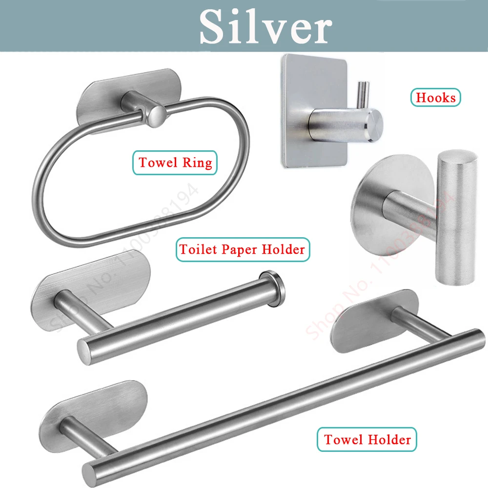Adhesive Toilet Roll Paper Holder Organizer Wall Mount Storage Stand Kitchen Bathroom No Drill Tissue Towel Dispenser Stainless_voghion.com