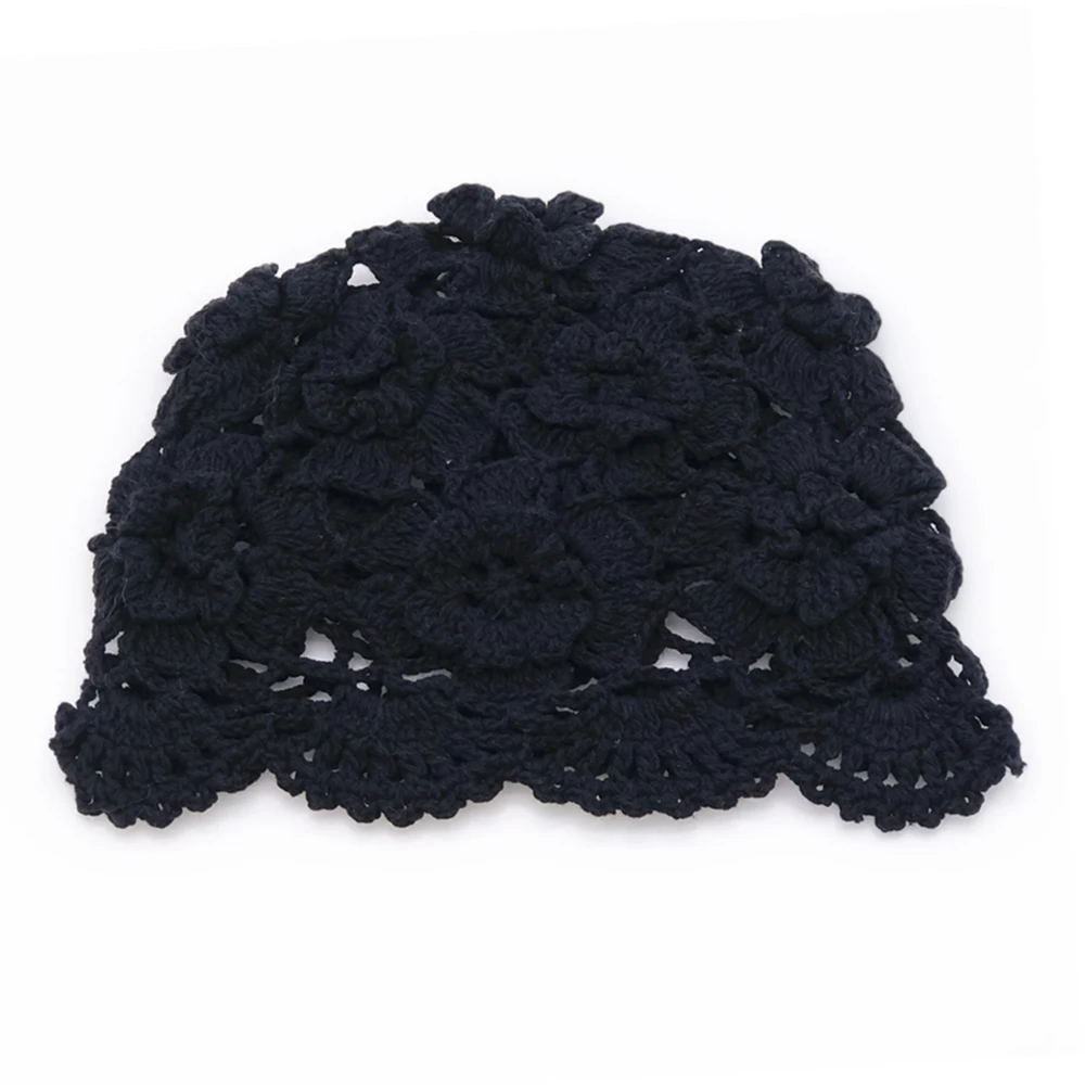 Hand-Knitted Flower Hollow Thin Cap Spring and Summer Lace Breathable Kerchief  Crochet Toe  Cotton Thread Hat Female 2
