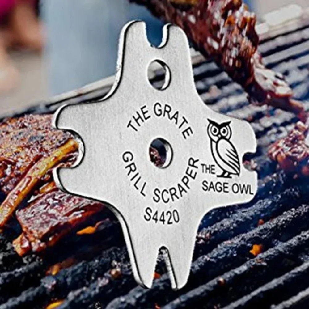 Portable Metal BBQ Grills Grate Cleaner Cleaning Barbecue Scraper Scrubber Tool Grill Cleaning Barbecue Grill Scraper