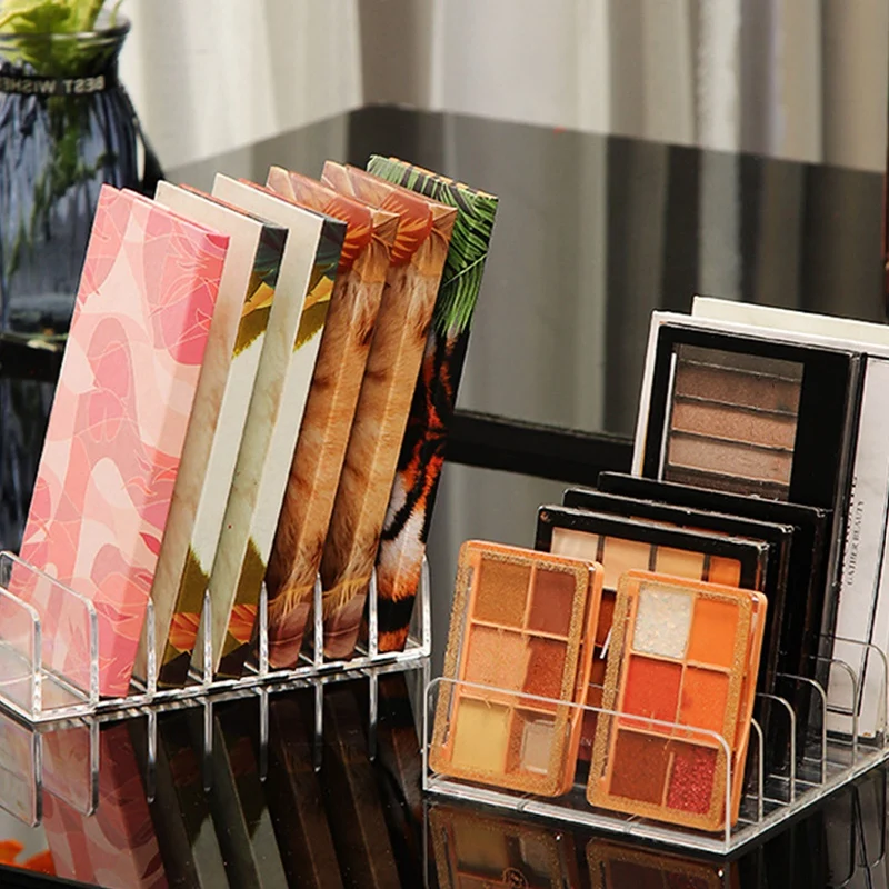 Transparent Acrylic Desk Book Organizer Makeup Cosmetics Storage Box Rack 7 Slots