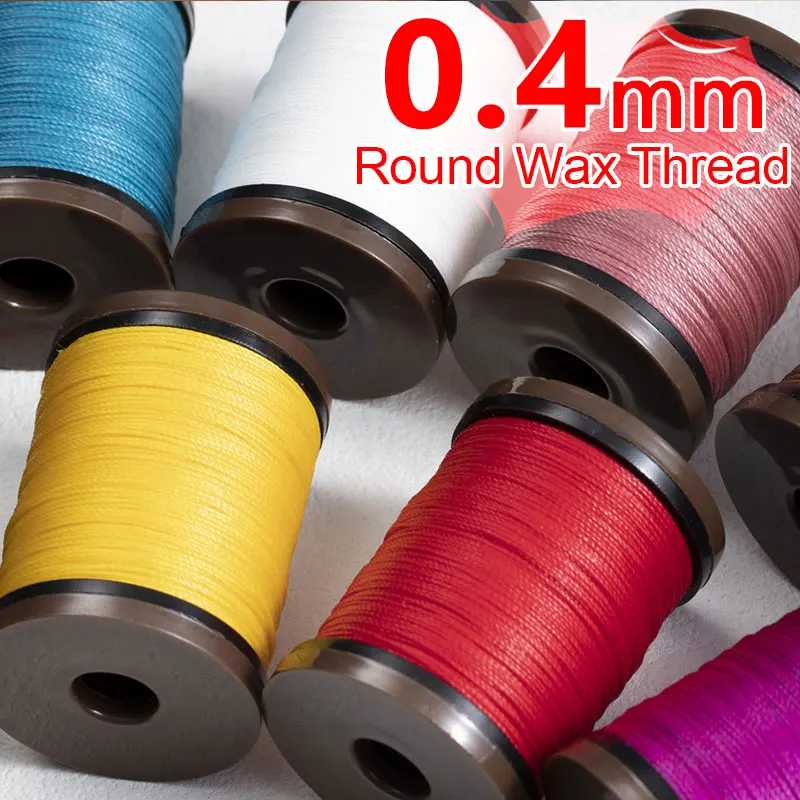 0.4mm Black Brown Round Waxed Thread Strong Polyester Cord Wax Coated Strings for Leather Craft Repair Shoes Sewing DIY Tools