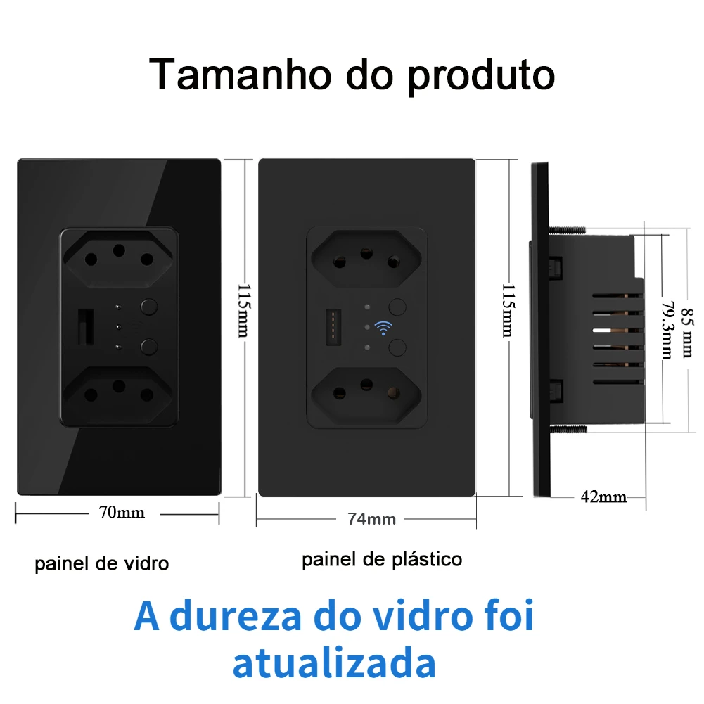 WiFi Smart Brazilian Wall Socket USB Electric Brazil Plug Switzerland  Outlets Plastic/Glass Panel Remote Tuya Alexa Google Home - AliExpress