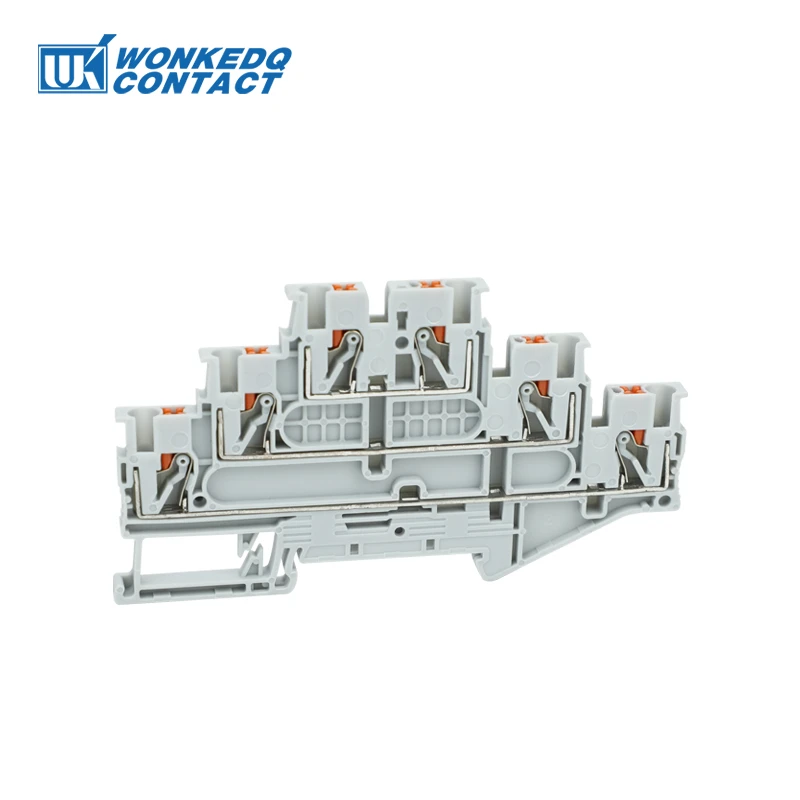 PT2.5-3L Push-in Wiring Connector 10Pcs Triple 3 Level 2.5 mm&sup2; Cable 2.5mm Electrical Cable Din Rail Terminal Block