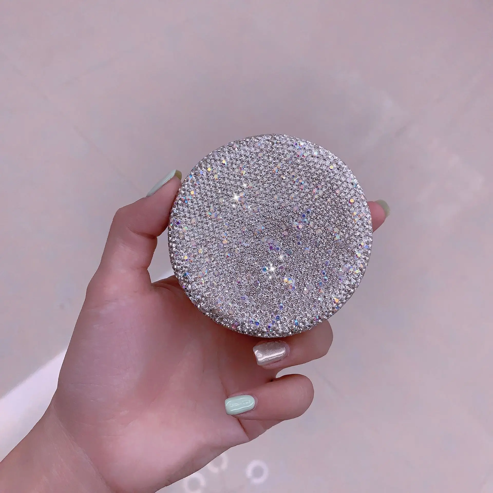 Sparkling Rhinestone Empty Air Cushion Puff Box Cosmetic Makeup Case Container with Powder Sponge Mirror for BB Cream Foundation 4