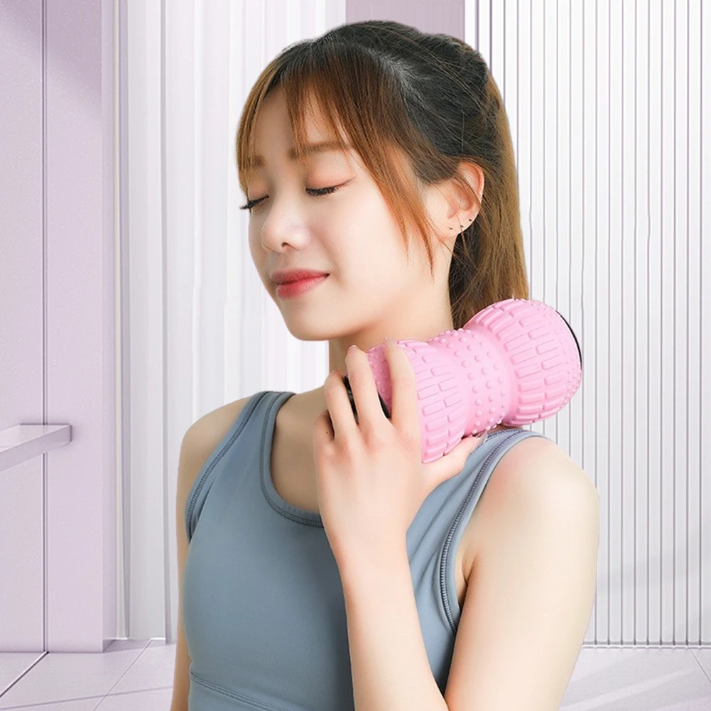 땅콩 모양 마사지기 인체공학적 진동 롤러 충전식 요가 근막볼 3단 속도 조절, 근막 이완 및 근육 회복용