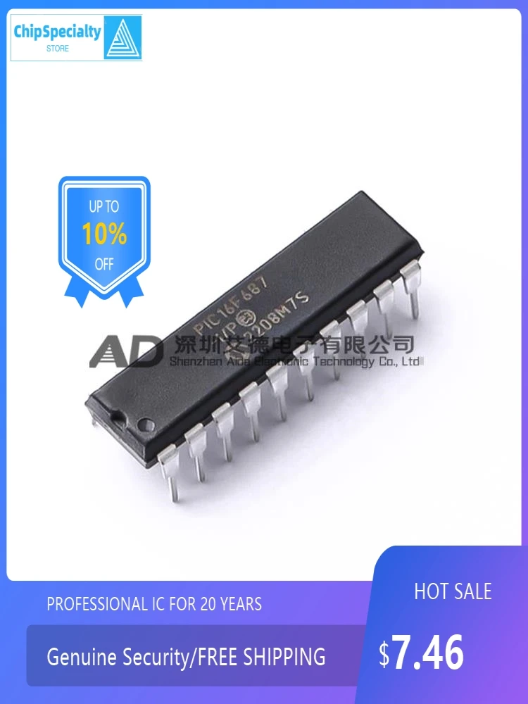 

Original PIC16F687-I/P PIC16F687 DIP-20 package 8-bit microcontroller chip