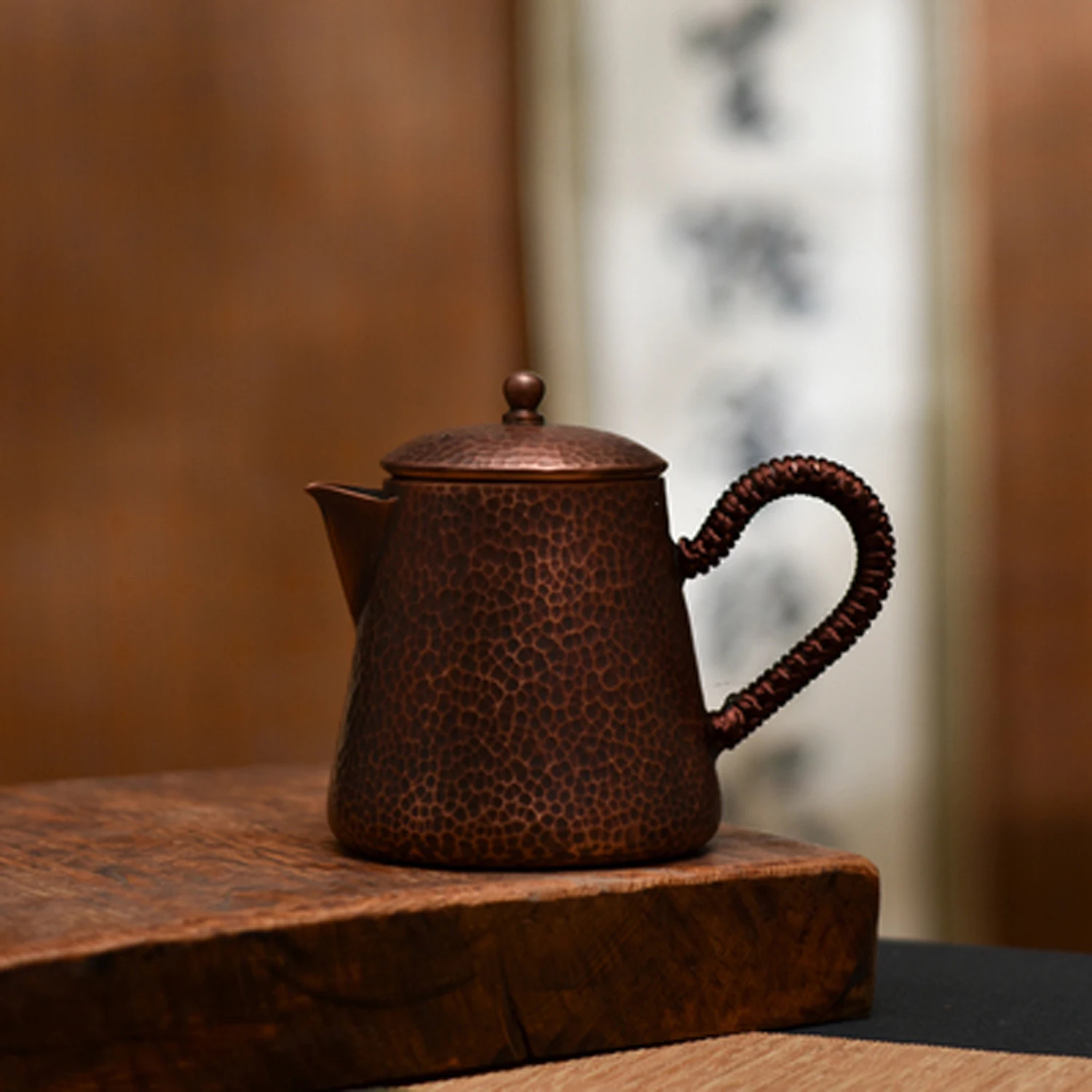 

Handmade Pure Copper Teapot Tea Kettle Hammer Pattern Kung Fu Tea Drinkware Tableware