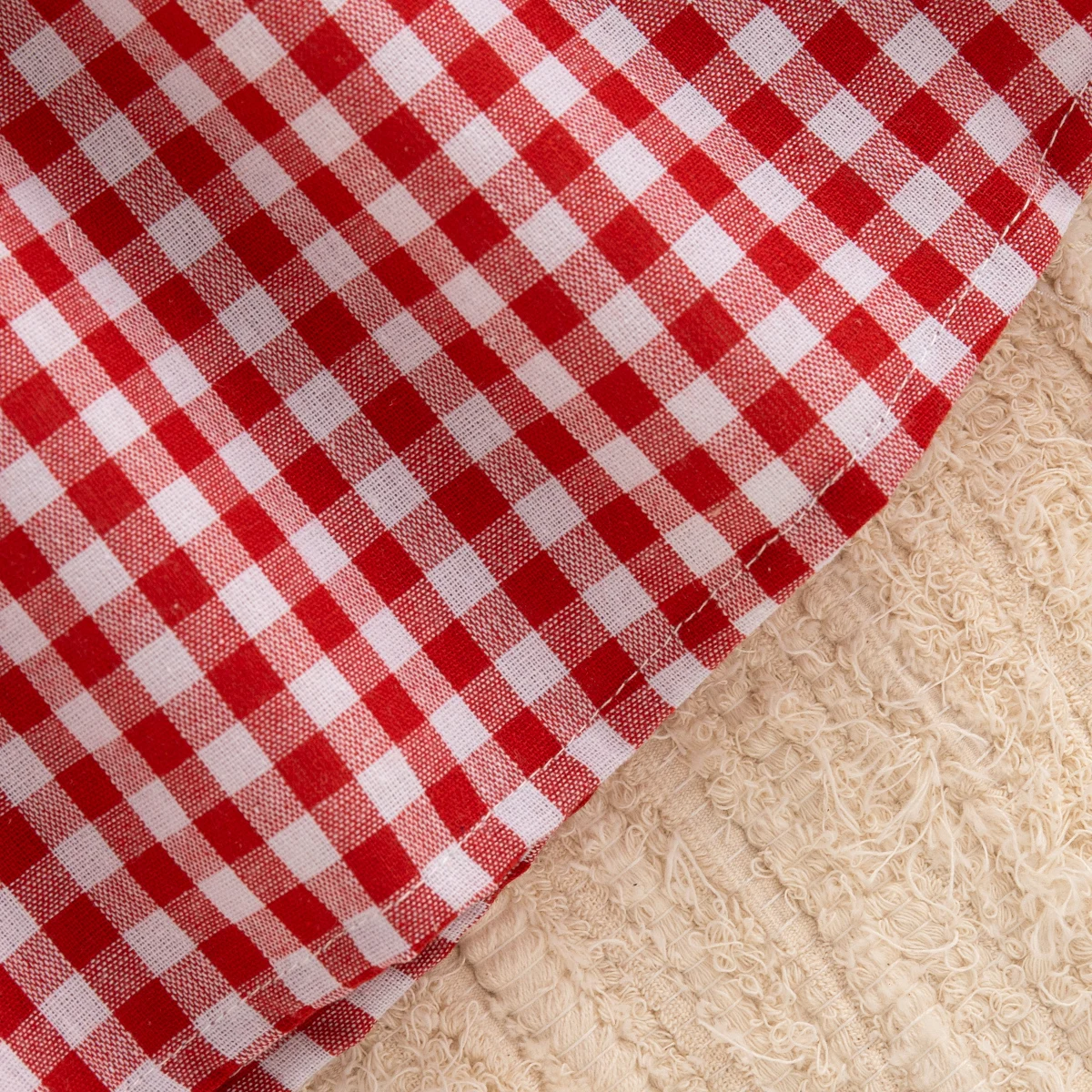 Baby Girl Dress Summer Red Checkered Cotton Girl Dress Cute Strawberry Lapel Girl Beach Dress 6