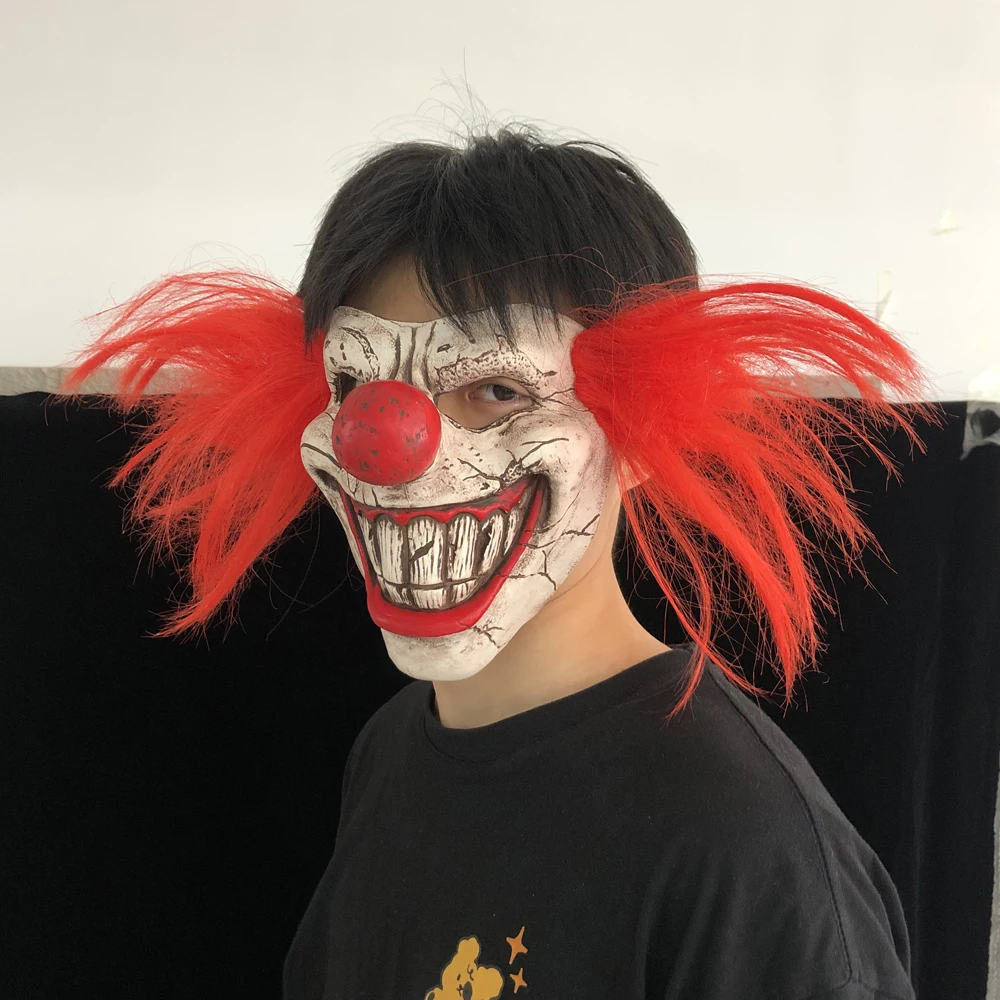 Horror torcido metal doce dente coringa máscara cosplay palhaço sangrento  máscaras de látex halloween carnaval purim festa traje adereços presentes -  AliExpress, image size:1000x1000