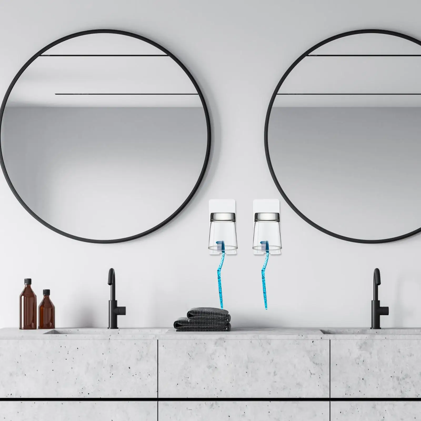 Stainless Steel Toothbrush Holder Wall Mounted Cup Rack Bathroom Storage Toothbrush Organizer Toothpaste Holders Household 2Pcs