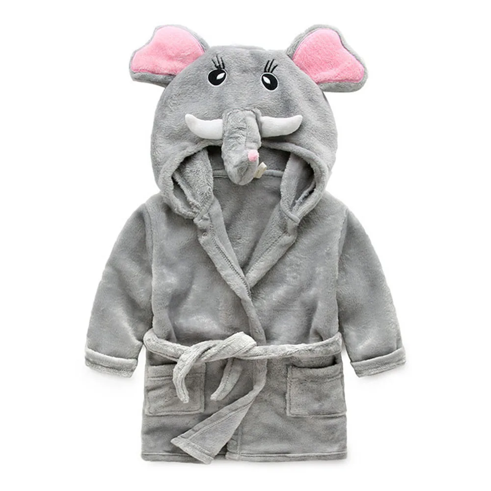 

Детский плюшевый банный халат унисекс с изображением животного, банное полотенце с капюшоном, дизайн со слоном, Ультра мягкий для девочек или мальчиков