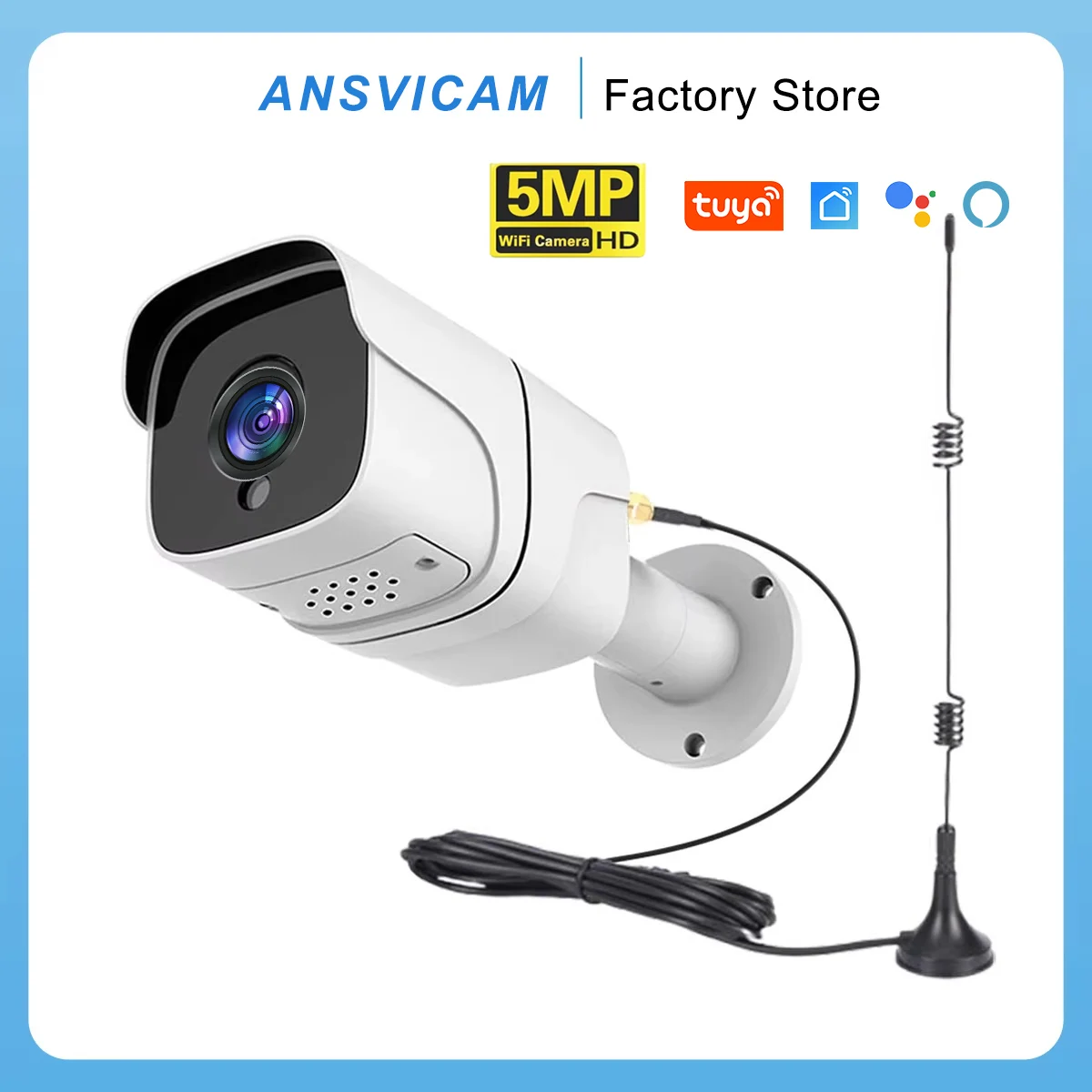 ANSVICAM Tuya 5MP Outdoor Bullet 5G WiFi Camera Outdoor Waterproof Wireless Security Surveillance IR Night Vision Motion Cameras 1