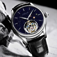 Super AESOP Flying Tourbillon Watch for Men Milky Way Star Sapphire Dial Luxury Steel Band Male Mechanical WristWatches 1963 1