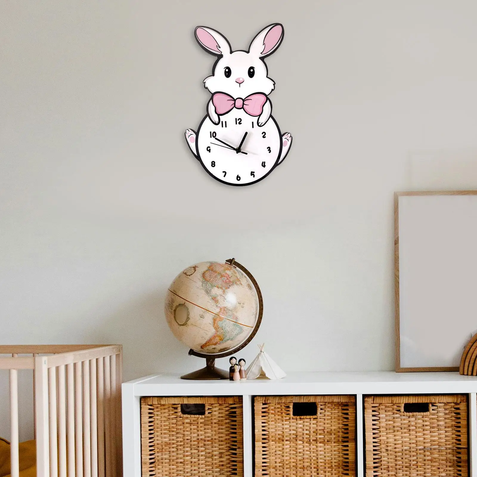 Cartoon Pink Rabbit Wall Clock