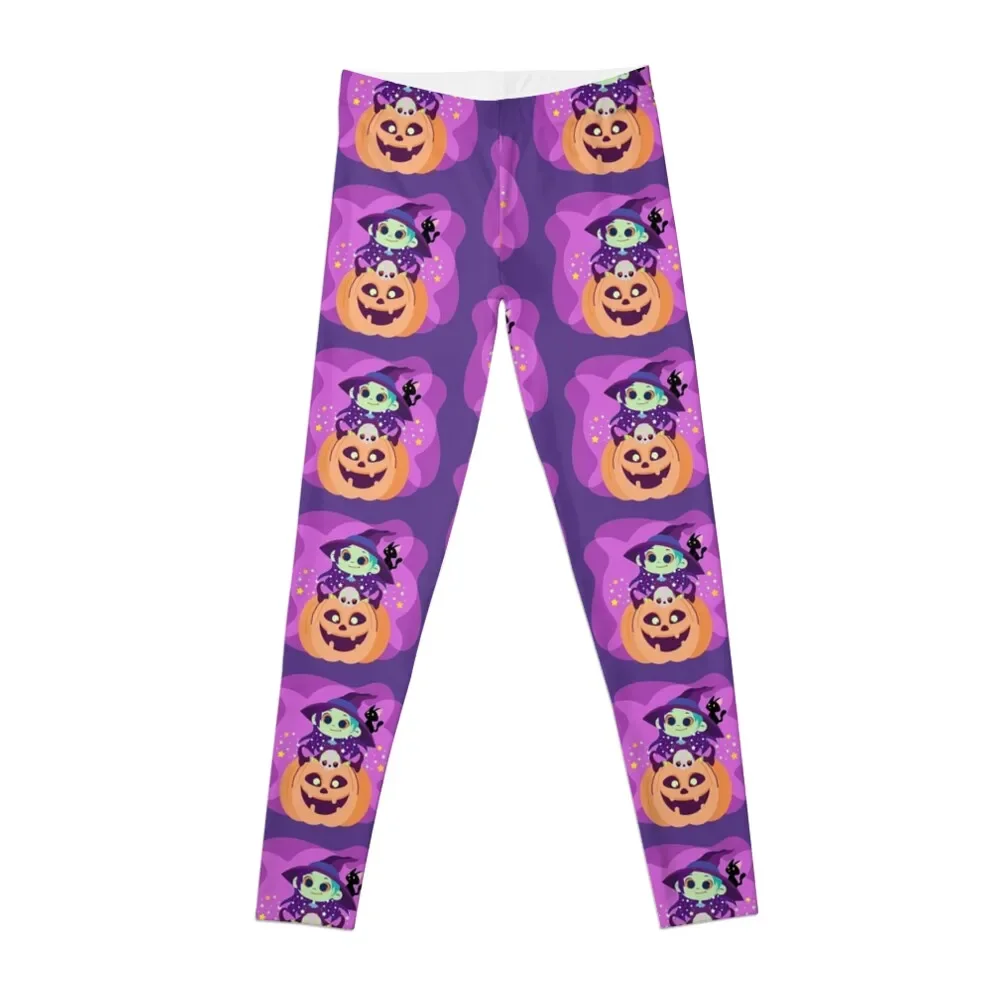 

halloween cute witch on pumpkin Leggings fitness set gym Leginsy push up Women sportwear Womens Leggings