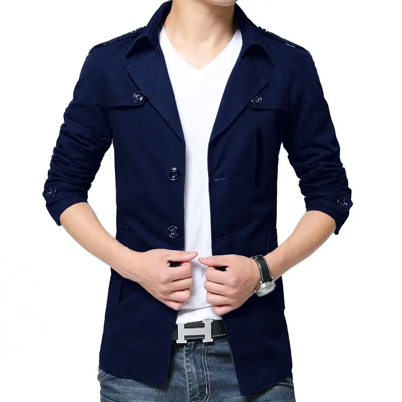 2024 New Spring Men Trench Fashion England Style Long Coats Mens Winter Cotton Plus velvet Casual Outerwear Jackets Windbreaker
