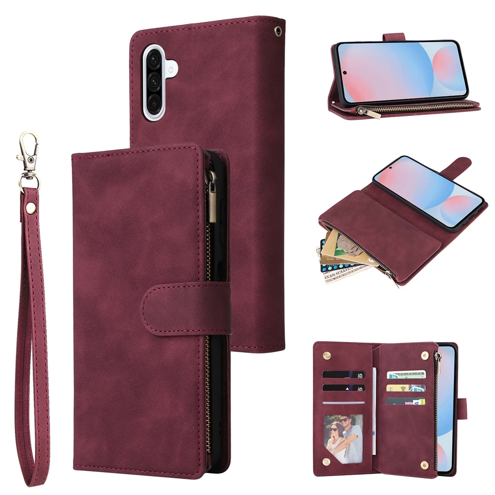 Lanyard Zipper Wallet Leather Phone Case Cover