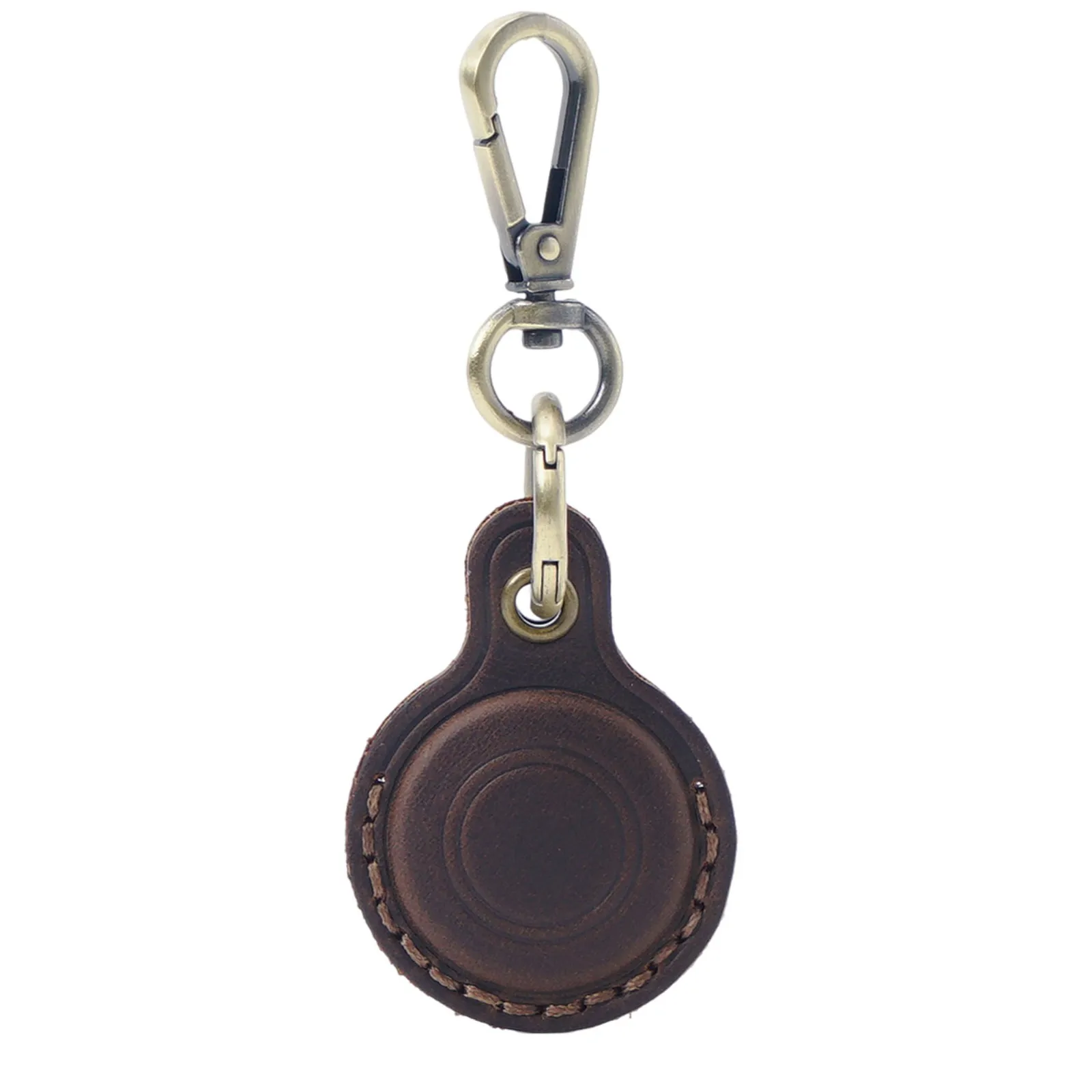 Elegant Leather Keychain Holder Case - Stylish GPS Tracker Cover with Key Ring