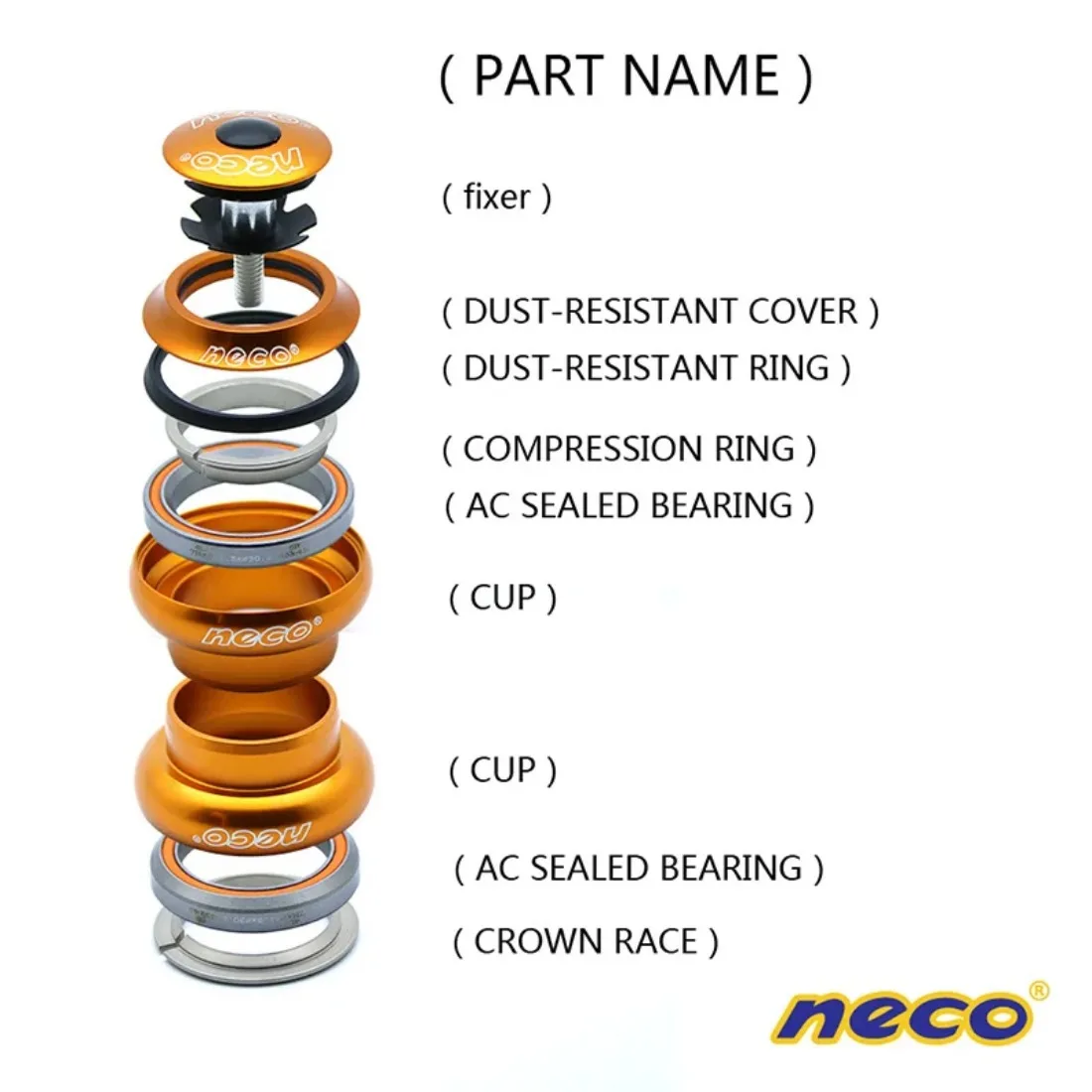 Neco Bike Bearing Headsets 34mm Threadless External Cup 1 1