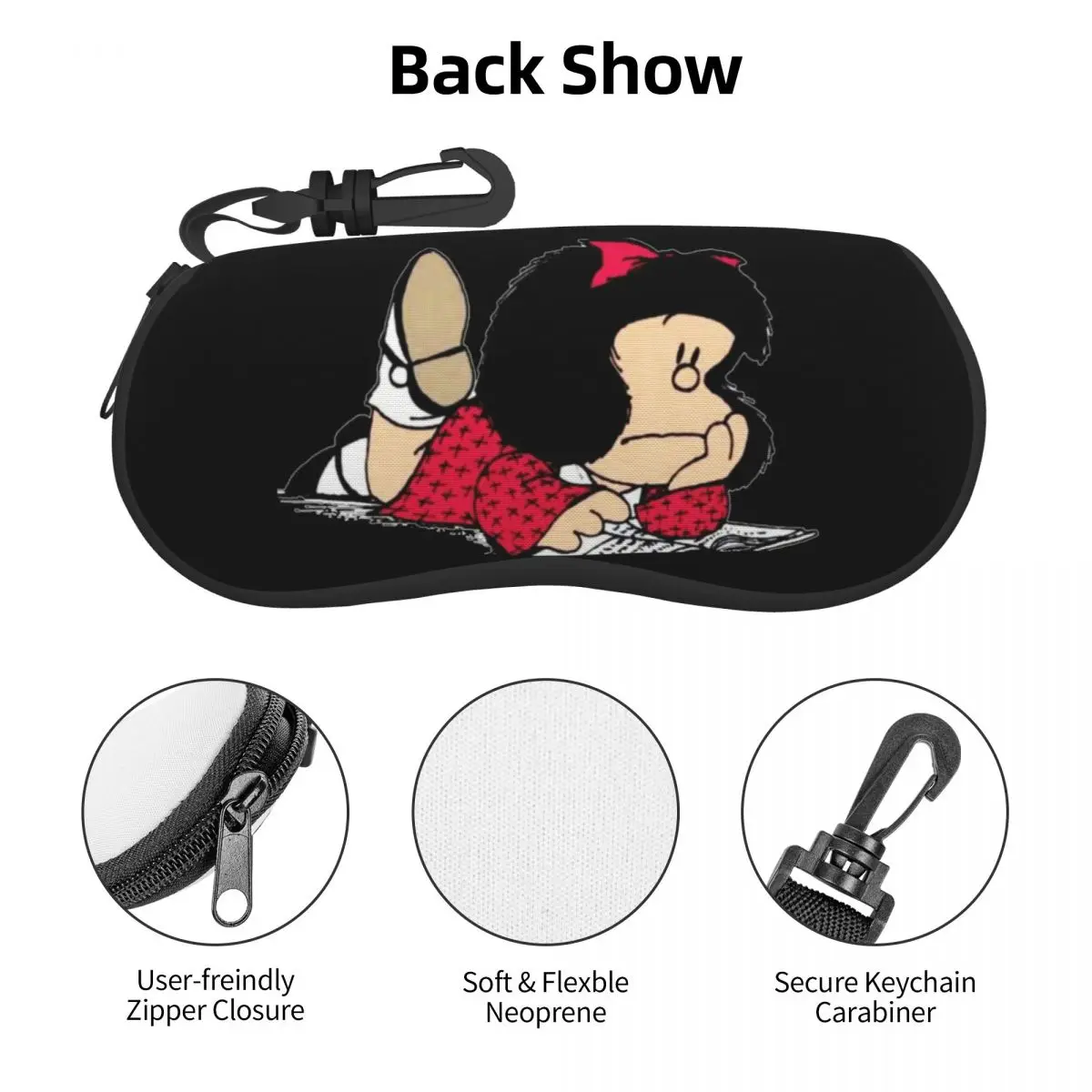 Cute Mafalda Shell Eyeglasses Protector Cases Cute Sunglass Case Argentine Cartoon Quino Comic Glasses Pouch