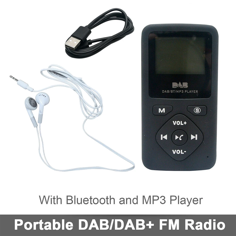 Radio Digital de bolsillo DAB/DAB + FM, reproductor MP3 con Bluetooth,  pantalla LCD, Mini receptor de Radio FM portátil, altavoz con auricular