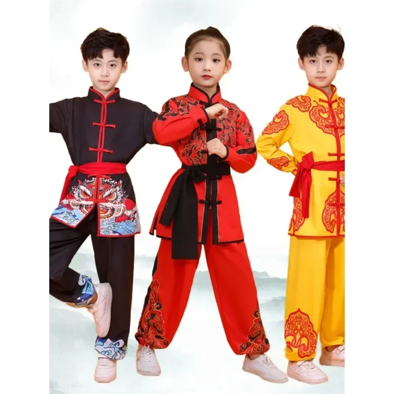 Costume Tradizionale Cinese Kung Fu Kid National Dragon Print Wushu Uniforme Vestito Kung Fu Suit Oriental Wing-Chun Abbigliamento