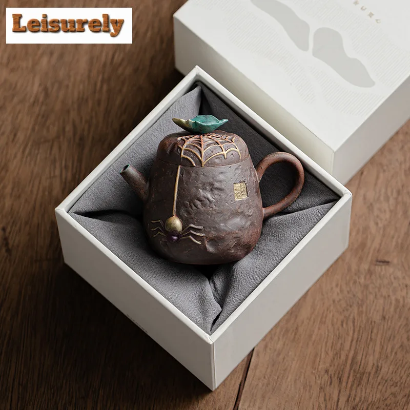 180ML Creative Coloful Spider Teapot Handmade Old Rock Mud Pot Household Tea Soaking Ball Hole Filter Kettle Chinese Tea Set