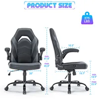 JHK Ergonomic Office Computer Home Gaming Desk Chair Adjustable PU Leather Racing Chair Flip-up Armrest For Christmas Furniture - Image 3