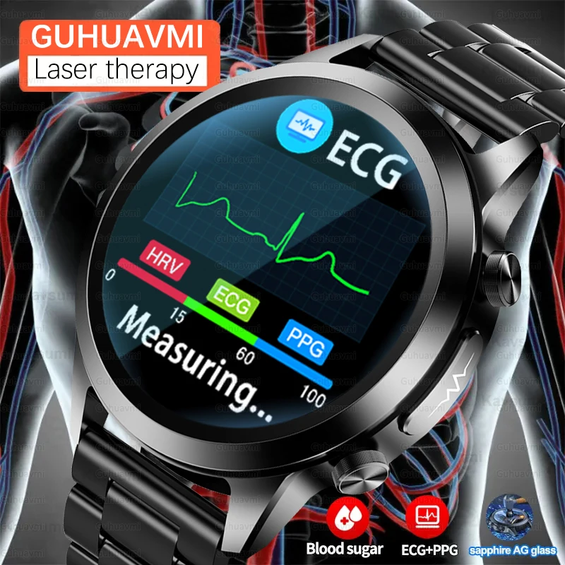 2024 Nuovo Trattamento Laser Tre High Smart Watch Men 1.39 ''Aomled Screen Ecgppg Heart Rate Blood Sugar Health Tracker Smartwatch