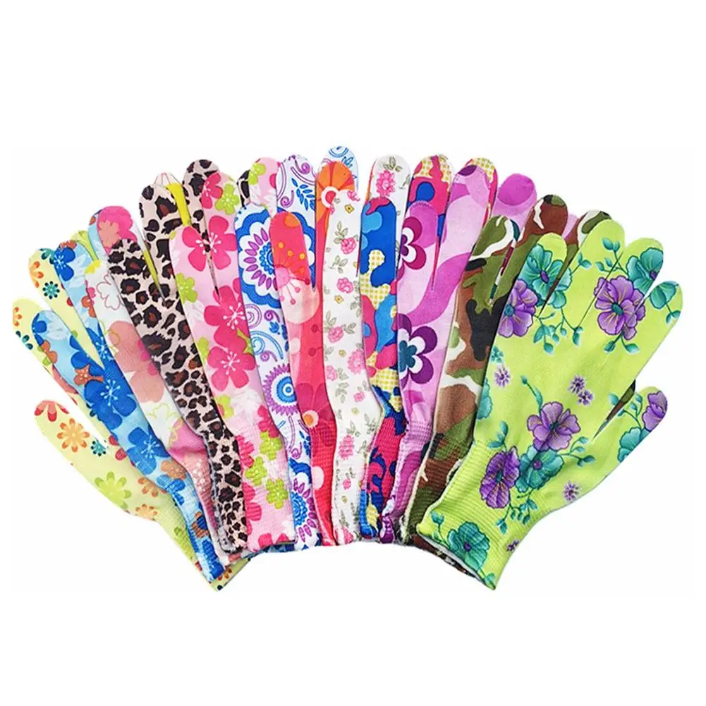 Yard Cleaning Palm-Coated Floral Garden Gloves 12 pairs Women Non-Slip Working Gloves Non-Slip Household Labor Protection