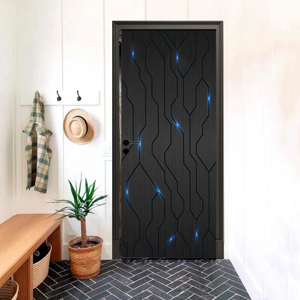 Black analog Door Wallpaper Modern tech style PVC self-adhesive Bedroom Mural Stickers Living Room Home