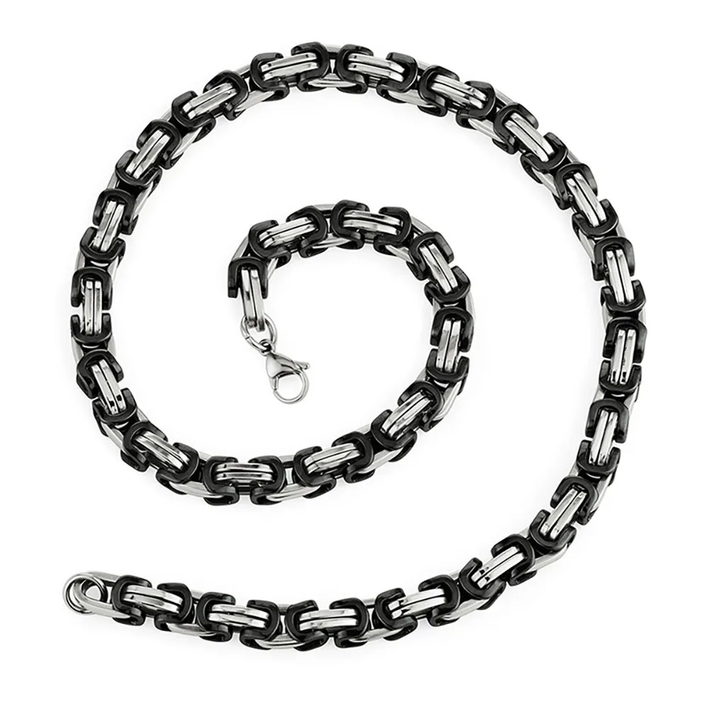 Cottvott Stainless Steel Byzantine Link Necklace For Men/Women 5mm/6mm/8mm Width 55cm/60cm/65cm/70cm/90cm Length Chain Gift 4