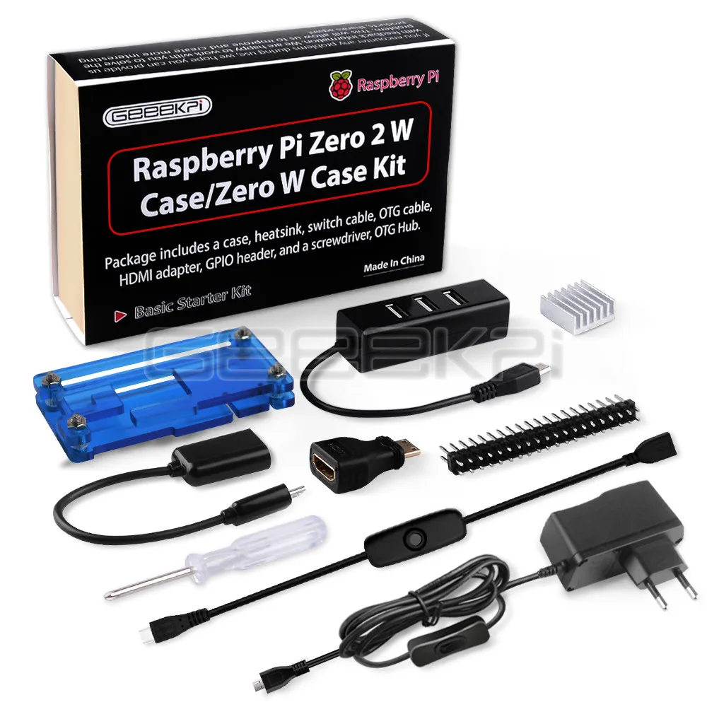 geeekpi para zero caso em kit básico de partida com acrílico framboesa pi zero gpio encabeçamento