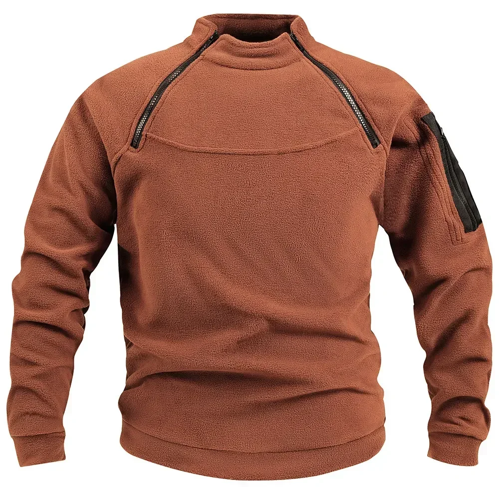 Outdoor Men's TacticalFleece Jacket Clothes Warm Zippers Pullover Men Windproof Coat Thermal Hiking Sweatshirt 2